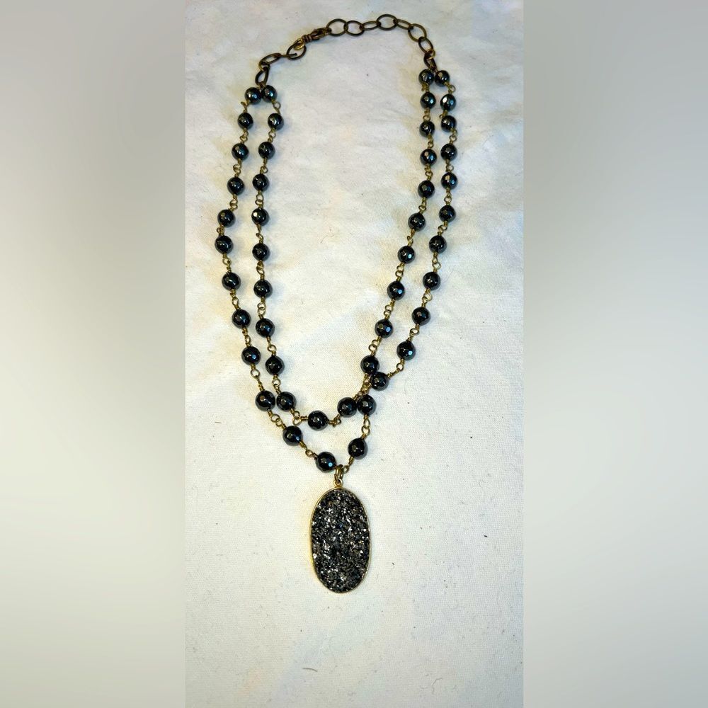 20” double necklace with genuine druzy quartz